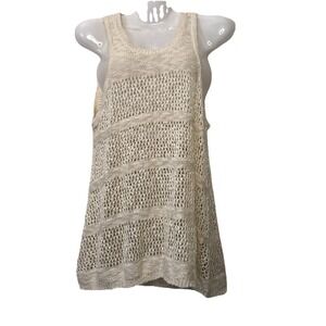 Omg Womens Knitted Top Size Small Beige‎ Tank Top Sheer